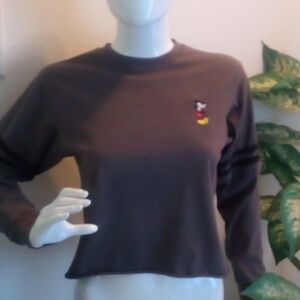 Disney Long-Sleeved Top w/Embroidered Mickey Mouse